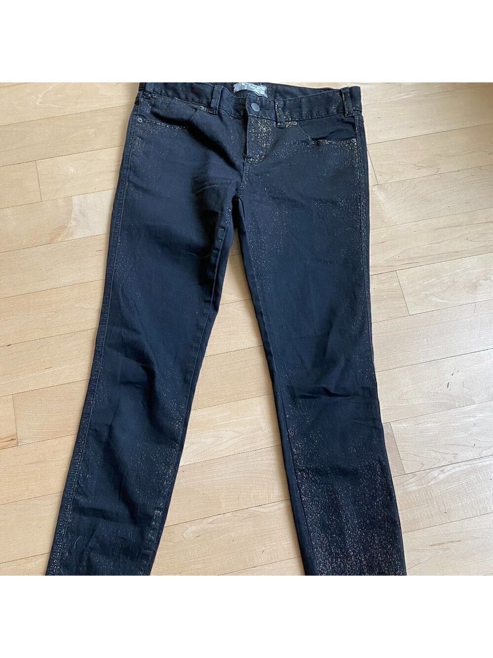 𝅺FREE People Jeans Sz 28 Black Gold Speck Skinny